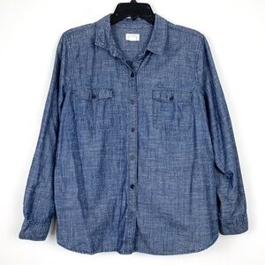 Old Navy 100% cotton chambray shirt blue long sleeve button-up top size large